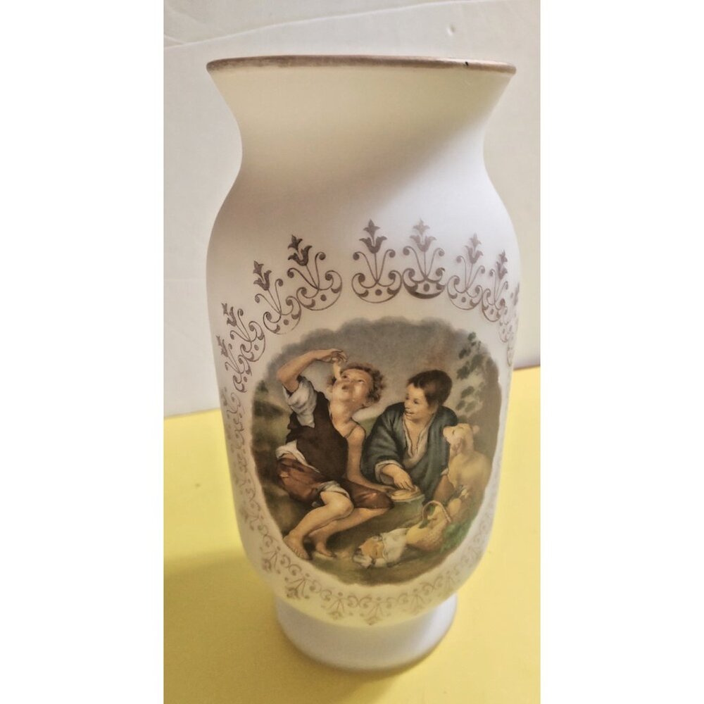 Large Italian Glass Flower Bouquet Vase ARDALT Venetian Hand Painted 9 1/4" tall